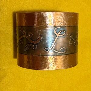 Vintage Hammered Wide Copper Cuff Bracelet